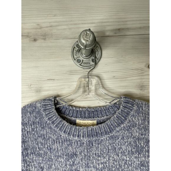 Cynthia Rowley Sweater Womens XS Blue Chenille Knit Crewneck Pullover Soft - Picture 2 of 8